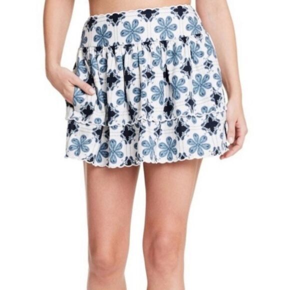 Agua Bendita x Target Women's XL Coral Tile Print Tiered A-Line Mini Skirt - Picture 1 of 8